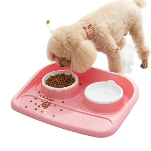 ペットの犬のボウルスローフードフィーダー猫を食べるボウル外の食べ物と水を防ぐ