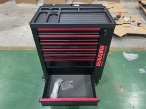 Armoire à outils mobile noire personnalisable GEINXURN avec 7 tiroirs, plateau latéral, serrure centrale, roulettes pour établi, <span class=keywords><strong>garage</strong></span>, support OEM - Product Image 3