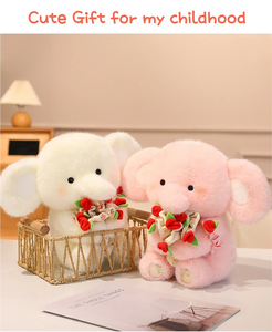 HECION Skin Friendly farcito adorabile Bouquet <span class=keywords><strong>di</strong></span> rose Baby Elephant compleanno san valentino regalo Plushie Doll - Product Image 2