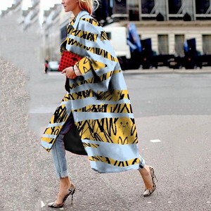 Chaqueta para Mujer, Chaqueta con Mangas Trompeta, Estampado, Holgada, Larga, Cortavientos, Informal, de Manga Larga, Popular Otoño 2021 - Product Image 2