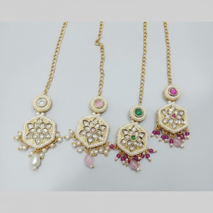 Jewelemarket Maangtikka Chapado en Oro Rosa Claro con Cristales y Colgantes de Perlas - Product Image 2