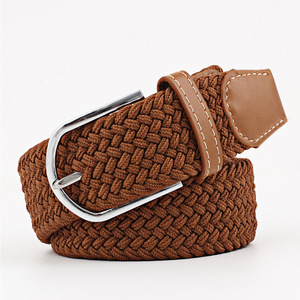 Cintura Elastica Intrecciata Unisex di Alta Qualità, Resistente, con Fibbia Argentata e Passante in Pelle per Uso Casual - Product Image 1