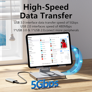 Thiết kế mới máy tính bảng USBC Hub đứng Multiport <span class=keywords><strong>Type</strong></span>-<span class=keywords><strong>C</strong></span> Docking Station <span class=keywords><strong>USB</strong></span> 3.0 <span class=keywords><strong>USB</strong></span> <span class=keywords><strong>C</strong></span> TF/SD thẻ Hub 7 trong 1 - Product Image 3