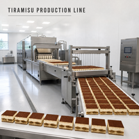 Machine de fabrication de tiramisu sans cuisson, avec dépose par couches, mise en forme par congélation, découpe ultrasonique, ligne de desserts clé en main pour usine