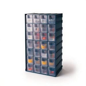 Drawer Cabinet Label Cab Tool <b>Containers</b> 4 Tier <b>Stackable</b> <b>Storage</b> With Transparent Drawers For Workshop Organization - Product Image 1