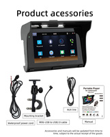 Lecteur MP5 portable pour moto de 5 pouces, caméra embarquée étanche double Bluetooth DVR, lecteur multimédia sans fil CarPlay Android Auto