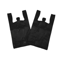 Sacs d'épicerie en plastique noir résistants avec poignée, sacs de magasin de détail durables, sacs en forme de T pour petites entreprises, shopping