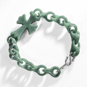 กำไลหยกแท้ธรรมชาติแบบ Cuban Chain สไตล์ฮิปฮอป  เทรนด์แฟชั่น  กำไลหยกถักเชือก  ขายส่ง C175 - Product Image 2
