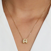 Collier DIY avec Nom en Zircone Collier Personnalisé Plaqué Or 18K avec Lettres Initiales Personnalisées