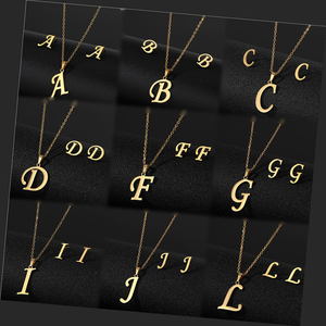 Stainless Steel Gold Plated Initial Letter Pendant <strong>Necklace</strong> Earrings Jewelry Set A-Z Alphabet Trendy Wome - Product Image 1