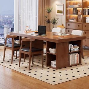 Solid Wood Slab <b>Desk</b> 140X80X75 160X80X75 180X80X75 200X80X75 With Storage For Home Office <b>Study</b> Multi Person Use - Product Image 3