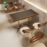 Ensemble de table et de chaises de restaurant en métal commercial, style moderne coréen, pour hôtels et cafés décontractés