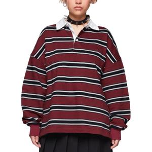 Camiseta Polo a Rayas Personalizada al por Mayor, Estilo Vintage, Manga Larga, 100% Algodón, Sudadera con Capucha a Rayas para Hombre - Product Image 1