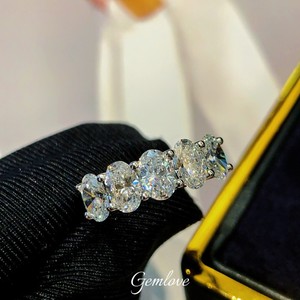 PT950 Platine Bague Femme 5x0.49CT Triangle Cut Lab Diamonds 4.539g Bold Minimalist Jewelry, Custom Design - Product Image 1