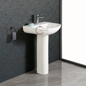 Achat en gros de lavabo colonne en céramique pour la rénovation hôtelière, socle gain de place pour petite salle de bain et toilettes. - Product Image 1