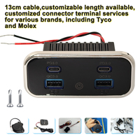 Chargeur de voiture réversible avec interrupteur tactile, 4 ports USB, double QC PD, 12/24 V, adaptateur de prise pour van, siège, camping-car