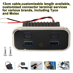 Chargeur de voiture réversible avec interrupteur tactile, 4 ports USB, double QC PD, 12/24 V, <span class=keywords><strong>adaptateur</strong></span> de prise pour van, siège, camping-car - Product Image 5