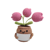 Tricoté à la main énergie positive vert plante en pot ornement crocheté Imitation fleur pomme de terre poupée tricoté fleurs artificielles