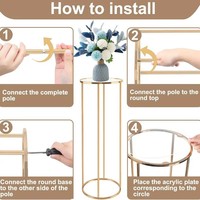 Support de fleurs en fer forgé doré sur pied, design épuré, pour fêtes, grandes ouvertures et décoration intérieure