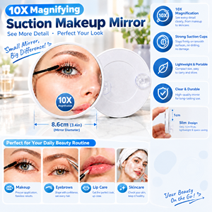 Miroir de maquillage grossissant 10x à ventouse, rond de 8,6 cm, portable pour salle de bain et douche murale - Vente en gros - Product Image 2