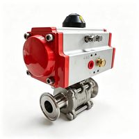 Vanne à boisseau sphérique pneumatique sanitaire 1 pouce en acier inoxydable SS304 SS316L, raccords Tri-Clamp et à souder, 3 pièces, pour l'industrie des boissons, pharmaceutique et brasserie