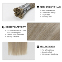 Extensions de cheveux de luxe 12A 100% Remy, bruts, à pointes épaisses, double tirage, à pointe bâton, cuticules alignées, cheveux humains vierges, extensions à pointe I