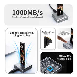 Itgz M.2 NGFF/NVMe SSD bao vây 10gbps đơn bay nhôm Docking Station bên ngoài Đĩa cứng bao vây SATA M.2 SSD đĩa cứng - Product Image 4
