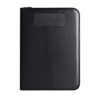 Porte-documents noir avec fermeture éclair, organiseur de documents avec porte-badge