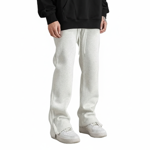 Pantalon de survêtement évasé coupe ajustée personnalisé pour hommes Pantalon évasé taille moyenne style décontracté lavé et épais pour hommes - Product Image 1