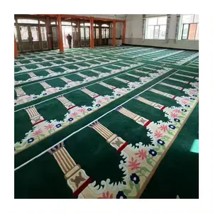 Roll muslim carpet nylon prayer printing 3d nylon wool terylene wall to wall dark blue carpet for mosque