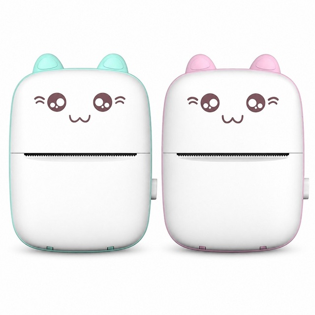 Mini Portable Thermal Printer Ink-Free 58mm Photo Sticker Label Maker 203DPI BT IOS Android USB Rechargeable Wholesale