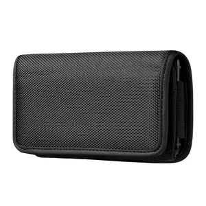 Mobile Horizontal Holster Belt Clip Case for Smartphone, Black Universal Nylon Cell Phone Pouch For iPhone 12 Mini 11 Pro Xs Max