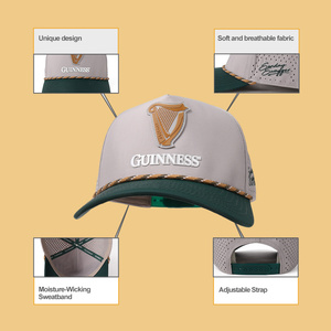 Casquette de golf perforée en polyester respirant à séchage rapide avec cordon, patch personnalisé en PVC caoutchouc pour performance, style camionneur - Product Image 3