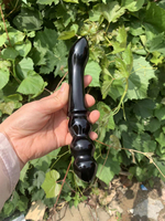 Vente directe usine – Baguette de massage Yoni en obsidienne noire de quartz naturel, long dildo sculpté en forme de pénis pour femmes – Jouets érotiques