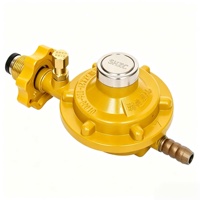 Régulateur de pression GPL commercial avec manomètre et coupure de surcharge, débit max. 2,0 m³/h, raccord rapide à barbette 1/2 pouce, compatible OEM