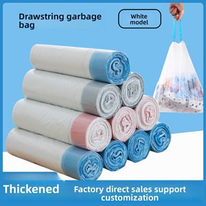 Sac poubelle XL à cordon de serrage, épais, à fermeture automatique, pour cuisine, capacité 6-10L, pour déchets alimentaires, portable, en plastique, style classique - Product Image 6