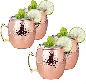 Tasse à café/bière martelée en cuivre massif plaqué, 16 oz, en acier inoxydable, style Moscow Mule, vente chaude - Product Image 1