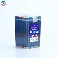 Marqueurs d'art permanents 36 couleurs Boîte en plastique stylos à double pointe à double tête pour papier