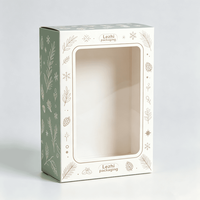 Caja de Cartón Navideña Ecológica con Ventana Transparente, Empaque de Papel Resistente para Recuerdos Culturales y Creativos