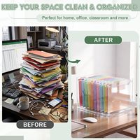 Organisateur de fichiers en acrylique personnalisé, Organisateur de fichiers suspendu transparent avec poignées pour lettres, Rangement de bureau pour l'école, le bureau et la maison