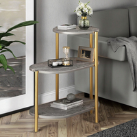 Étagère en marbre noir à 3 niveaux avec cadre doré-Étagère d'affichage moderne pour salon, chambre et bureau