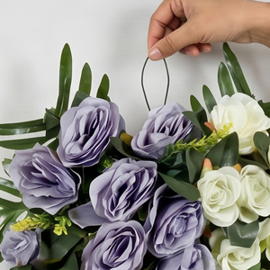 Ramo de Flores Artificiales en Tonos Púrpura, Blanco y Rosa, Estilo Vintage, Hecho a Mano, 55 cm, Guirnaldas Decorativas para Colgar en la Pared, Decoración del Hogar - Product Image 5