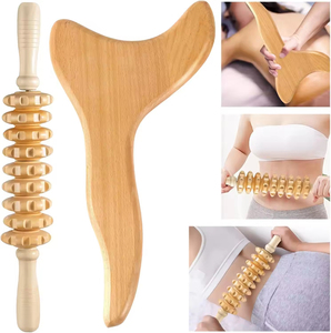 Kit de Herramientas de Madera para Terapia de Masaje, Masajeador Linfático de Madera para Moldear el Cuerpo, Herramientas de Gua Sha de Madera para la Celulitis - Product Image 4