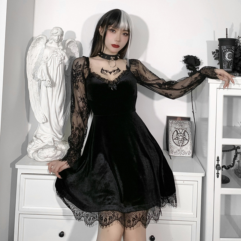 sexy aesthetic clothing Cross Sheer Mall Gothic Women T-shirts Grunge Aesthetic Punk Sexy Emo Black  Top Streetwear Fashion Alternative Clothes main image 1