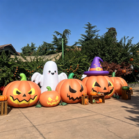 Ensemble de citrouilles gonflables géantes personnalisées pour Halloween avec chapeau de sorcière et fantôme en tissu PVC imperméable pour la décoration de fête en plein air