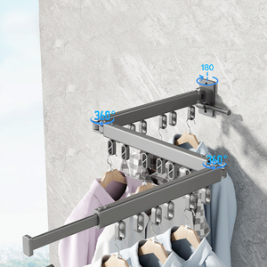 Hoge Kwaliteit Opvouwbare Kleerhangers Aan De Muur Gemonteerde Uitbreidbare Wasgoed Kleding Droogrek Ruimte Saver Kledingrek Voor Balkon - Product Image 4