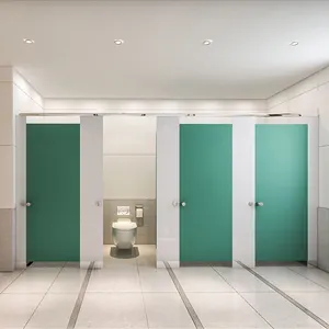 Factory Wholesale Bathroom Stall Partitions Steel Fireproof Pvc Board Cubicle Toilet Scratch Resistant Glass Toilet Cubicle