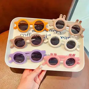Vintage Round Girl New Candy Color Rabbit Children's Sunglasses Toddler Boy Baby Sunglasses Shades