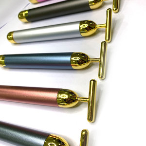Kim Hong-kang Beauty Bar 24K Gold T-shaped Vibrating Massager USB Rechargeable Facial Tool - Product Image 1
