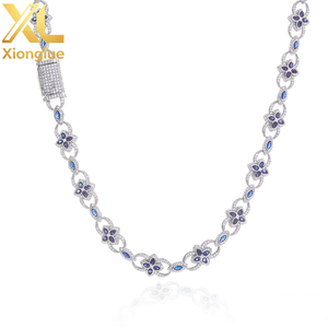 Collar de circonitas con diseño de trébol de cuatro hojas y ojo, símbolo infinito, cadena con botón abatible, joyería hip hop - Product Image 4